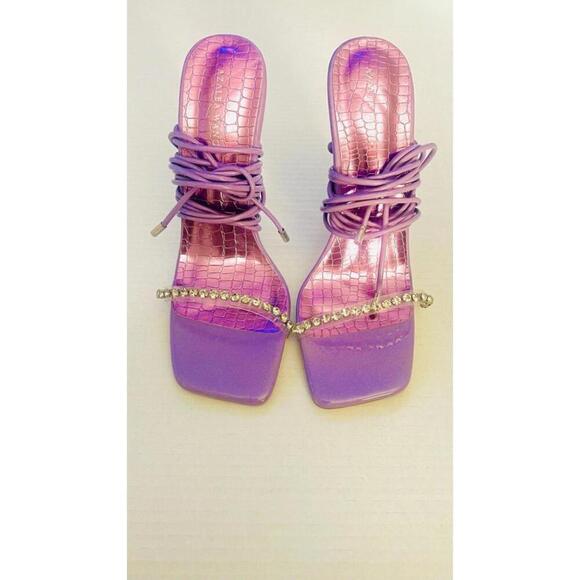 AZALEA WANG RIDE IT OUT CHUNKY SANDAL IN PURPLE 10 - Picture 5 of 9